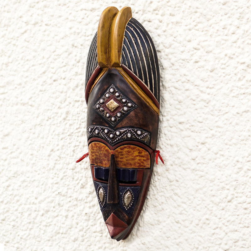Décoration murale masque en bois africain Nhyira Wish