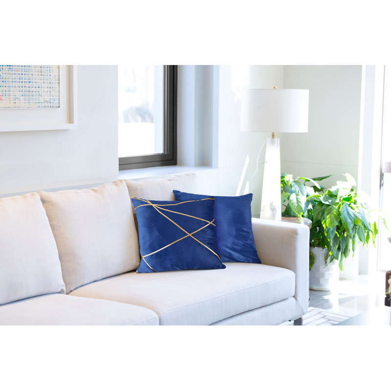Cloughmills Geometric Square Throw Pillow Cover, Navy