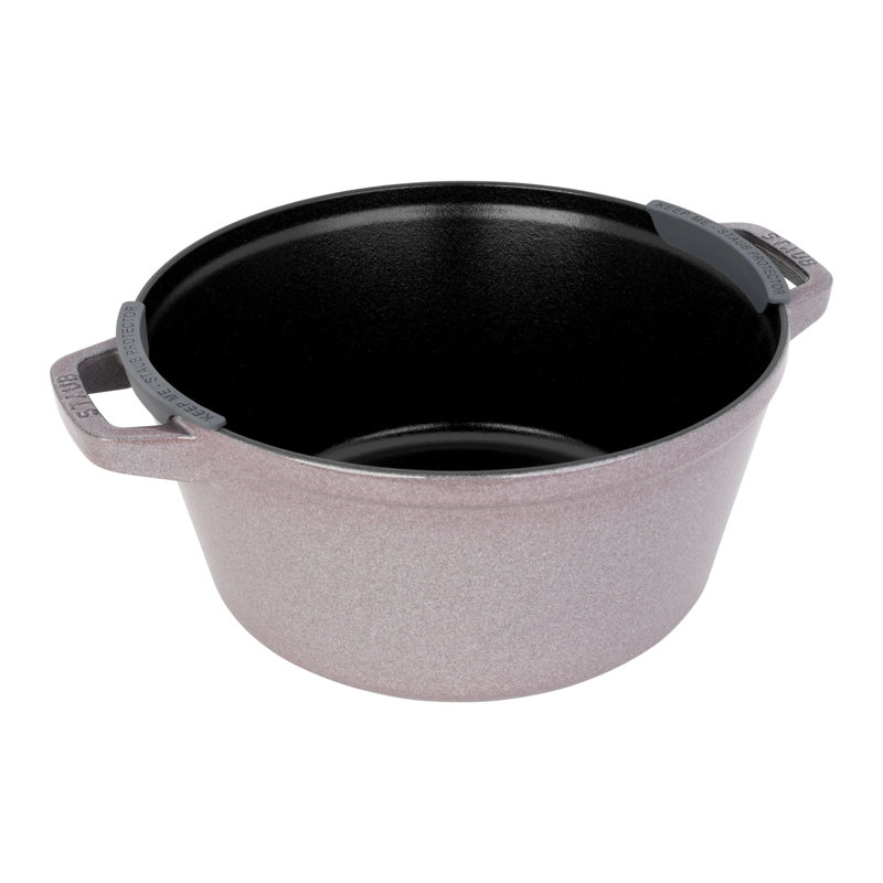 Staub Cast Iron Set 4 Piece, Stackable Space-Saving Cookware Set, Dutch Oven with Universal Lid, Made in France, Lilac