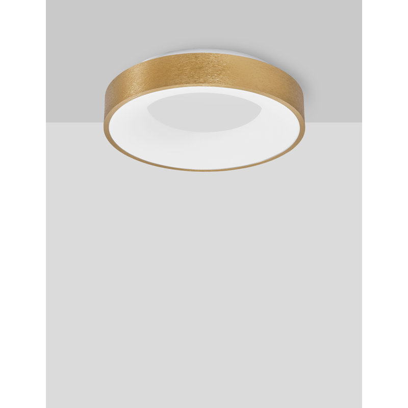 LED Flush Mount, Gold, 9cm H x 38cm W x 38cm D, 3000K