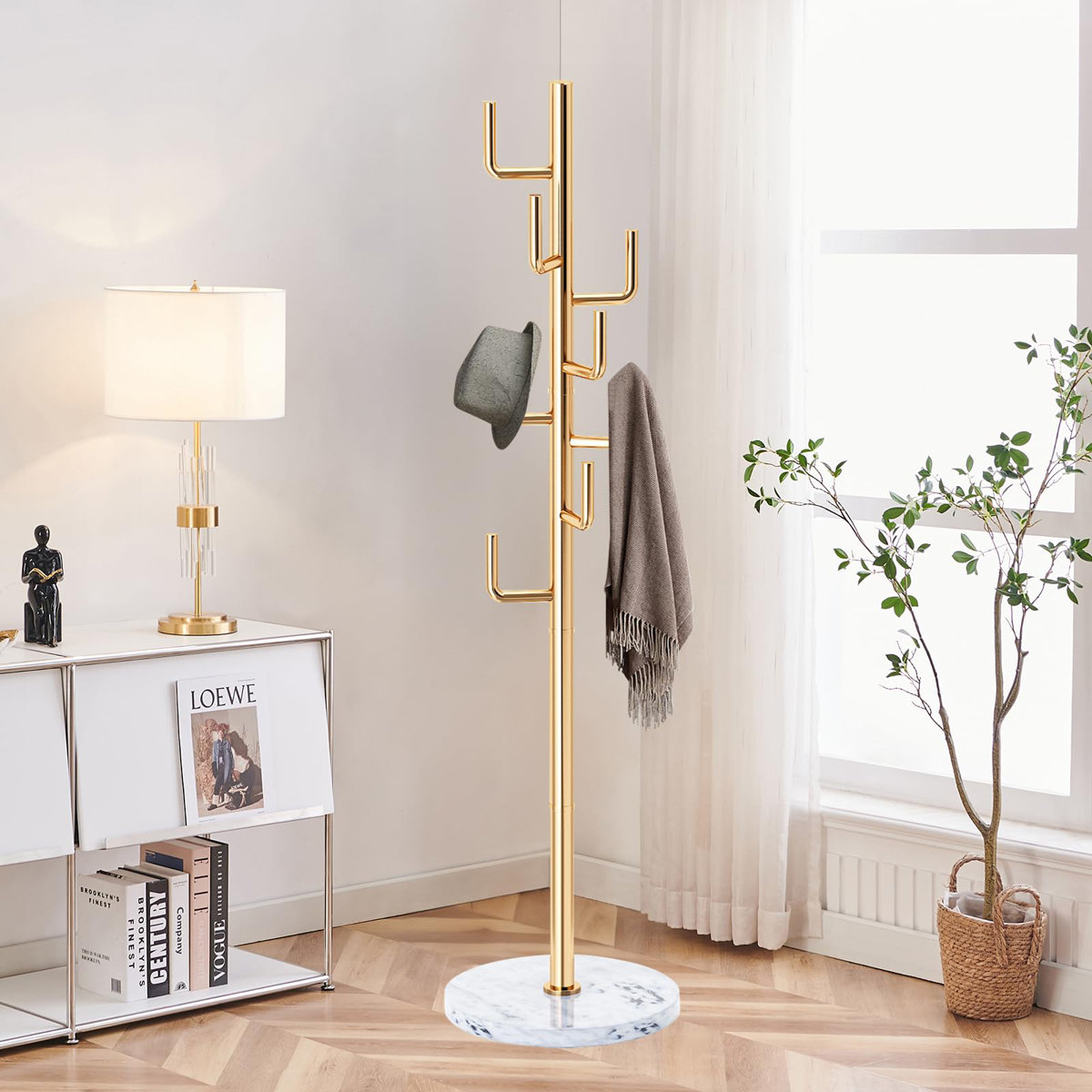 Mercer41 Metal Modern Coat Racks, Cactus Coat Rack Freestanding With ...