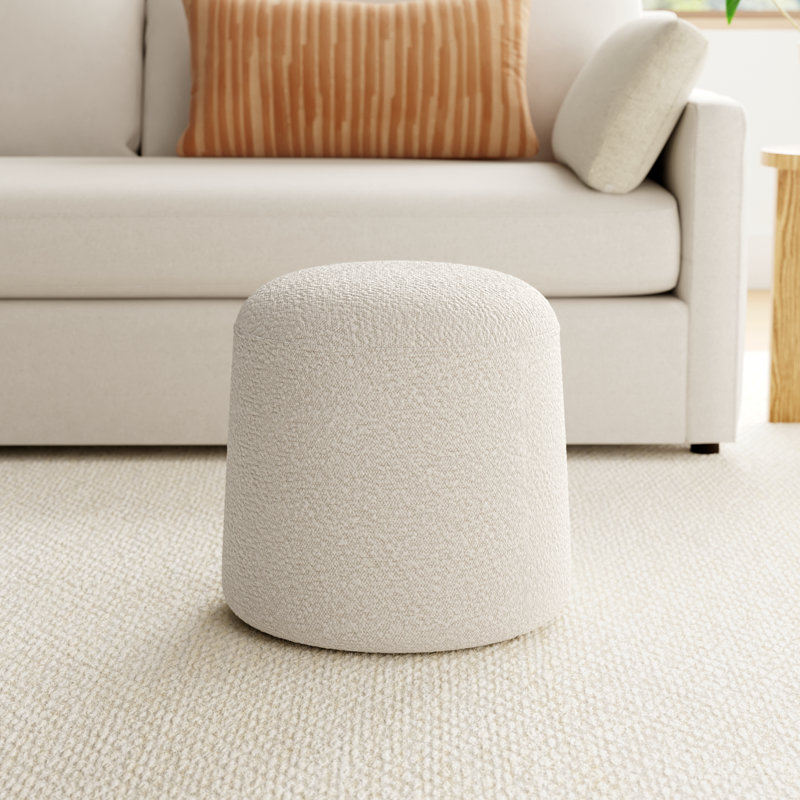 Astoria Upholstered Ottoman, Ivory White Boucle