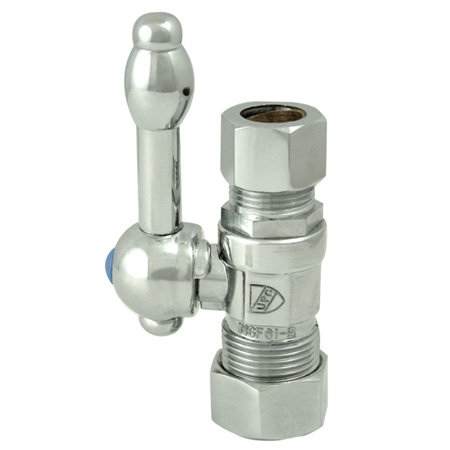 Kingston Brass Vintage 5/8-Inch OD Comp x 1/2-Inch OD Comp Quarter-Turn Straight Stop Valve, Polished Brass