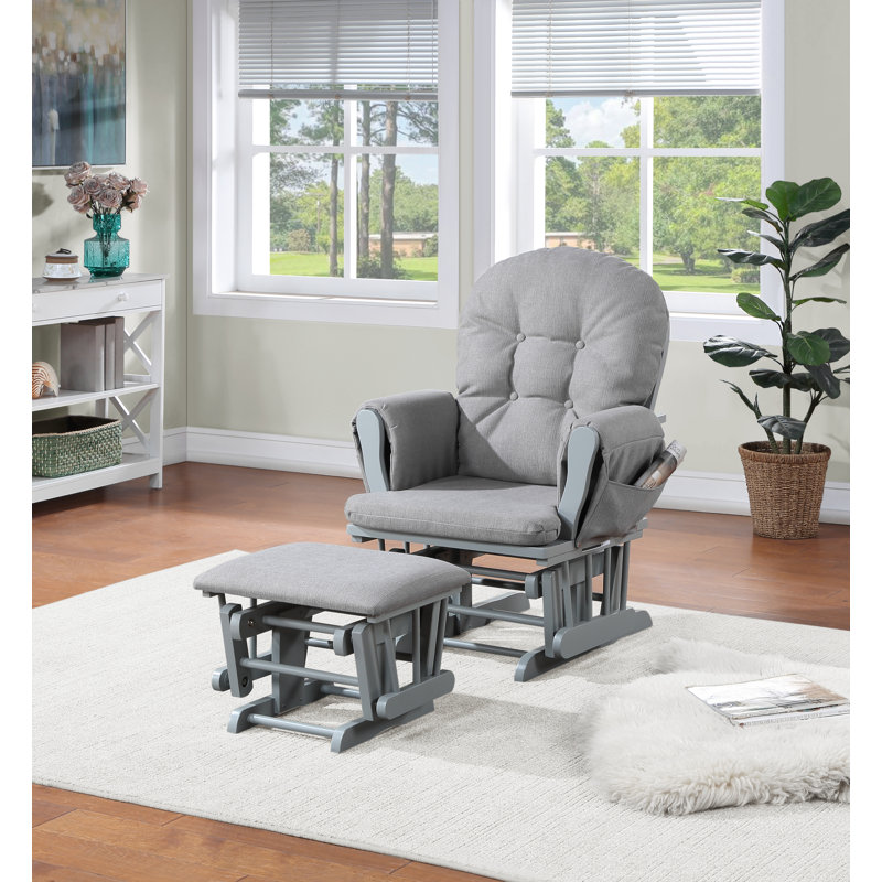 Fauteuil oscillant avec repose-pieds Mason, Gris, Huître