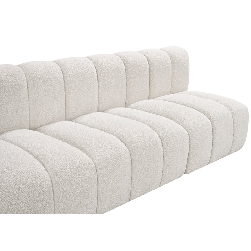 Canapé et méridienne rembourrés Kirchoffer, Tissu crème bouclé
