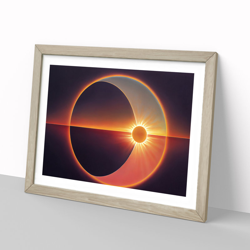 Abstract Sunset Sun Vol.4 - Framed Print, 46cm H x 64cm W x 2cm D, Oak Framed