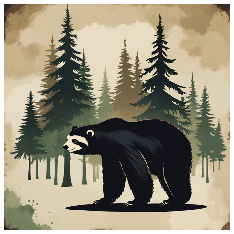 Tapis de bain ours noir en forêt, L 34 po x L 21 po