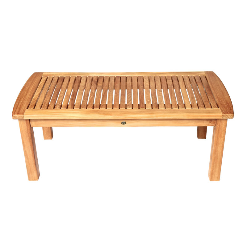 Rectangular Honey Brown Teak Wood Coffee Table, 50 x 24"