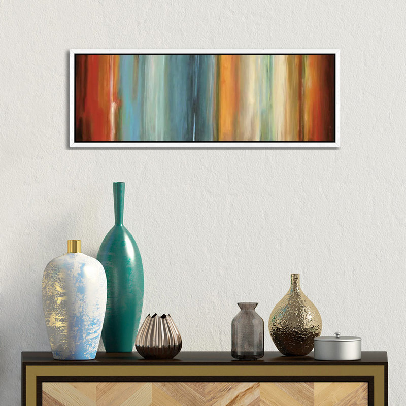 Flow II by Max Hansen - Panoramic Print on Canvas, White Floater Framed, 40.64 cm H x 121.92 cm W x 4.445 cm D