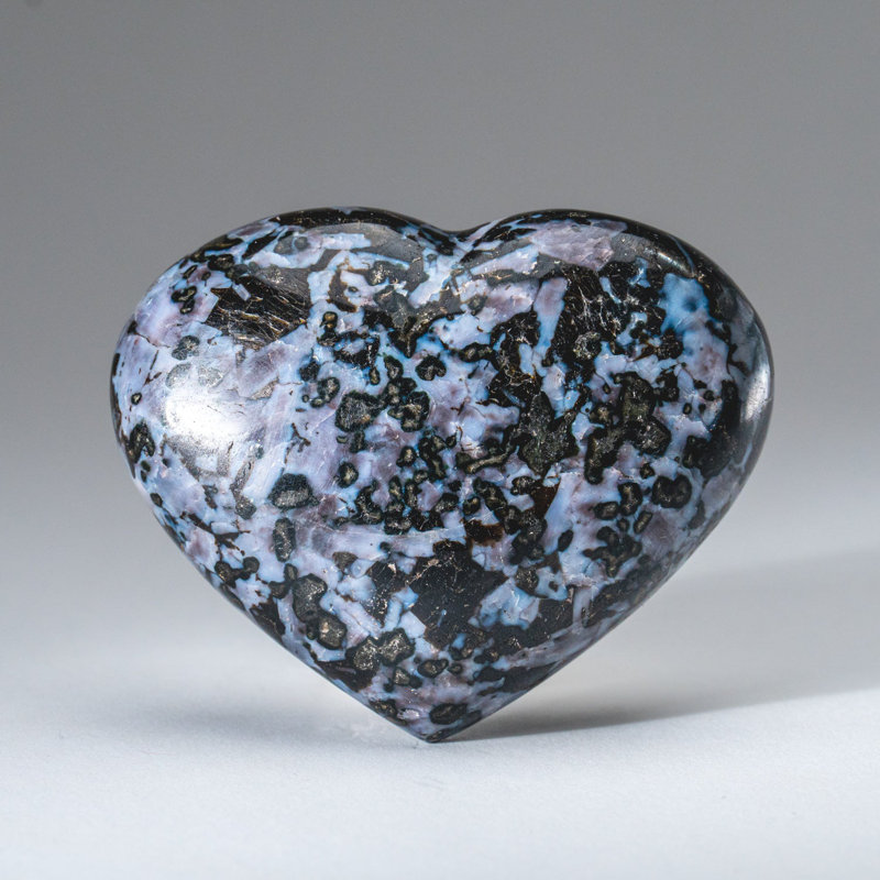 Genuine Polished Indigo Gabbro Heart (0.66 Lbs), 3" H x 2.75" W x 1" D