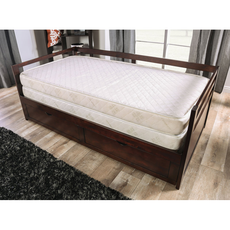 Lit de jour simple avec couchette Elias, Noyer foncé