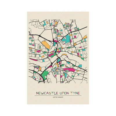 Newcastle Upon Tyne, England Map by Ayse Deniz Akerman - Wrapped Canvas Painting