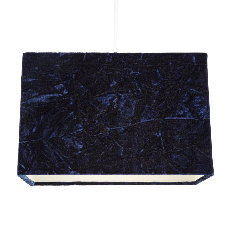 Contemporary Designer Crushed Velvet Fabric Rectangular Lamp Shade, Blue