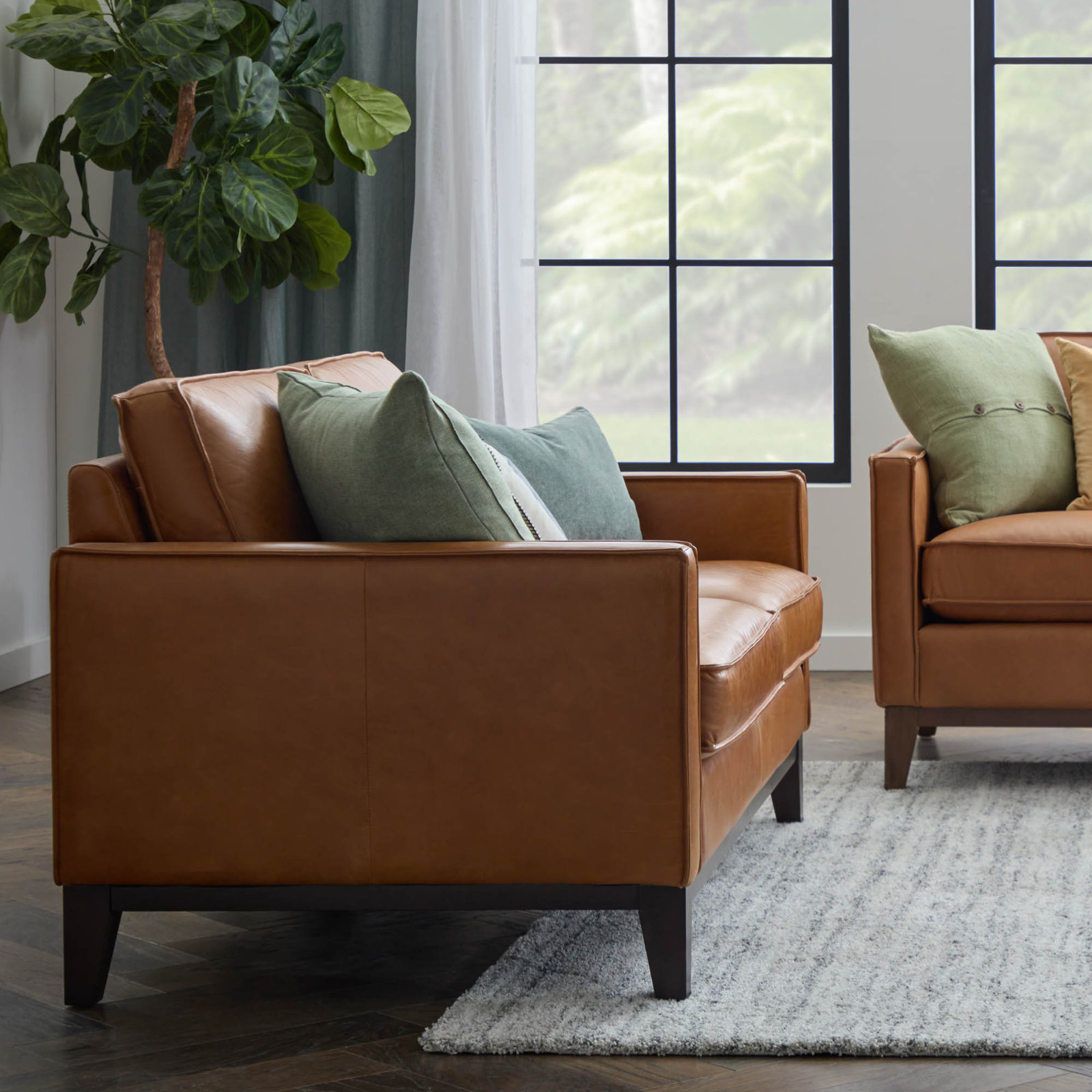 Cascades 59'' Upholstered Loveseat, Chestnut Genuine Leather