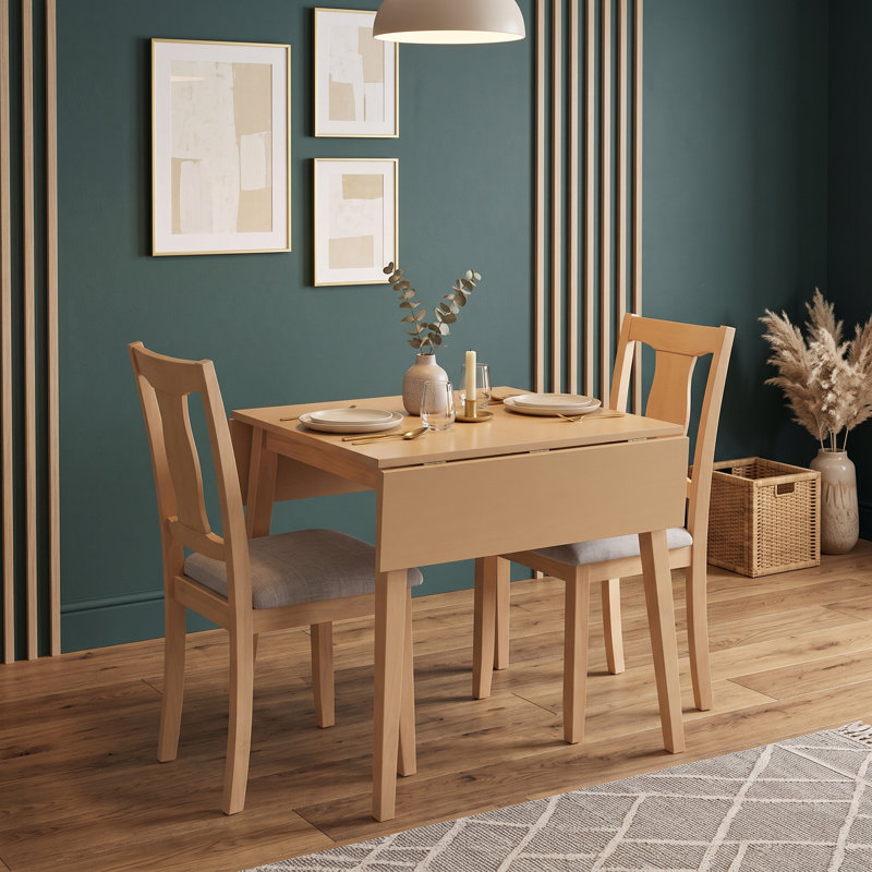 Ensemble de table de salle à manger 3 pièces pour 2 personnes avec abattant, table pliante et chaises rembourrées en lin