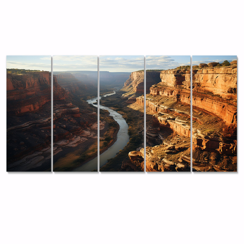 Canyon de Shelly, rivière de montagne de l'Arizona, art mural pour salon, 5 pièces, H 28 po x l 60 po