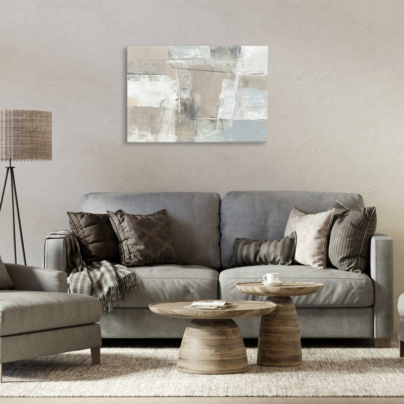Subtle Structured Neutral Abstract Canvas Wall Art, design by Hannah Dawson, 20" H x 30" W