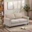 Canapé double moderne de luxe clair - canapé capitonné à boutons de grande taille de 44,5 pouces, structure en bois massif, beige clair, convenant au salon, au bureau