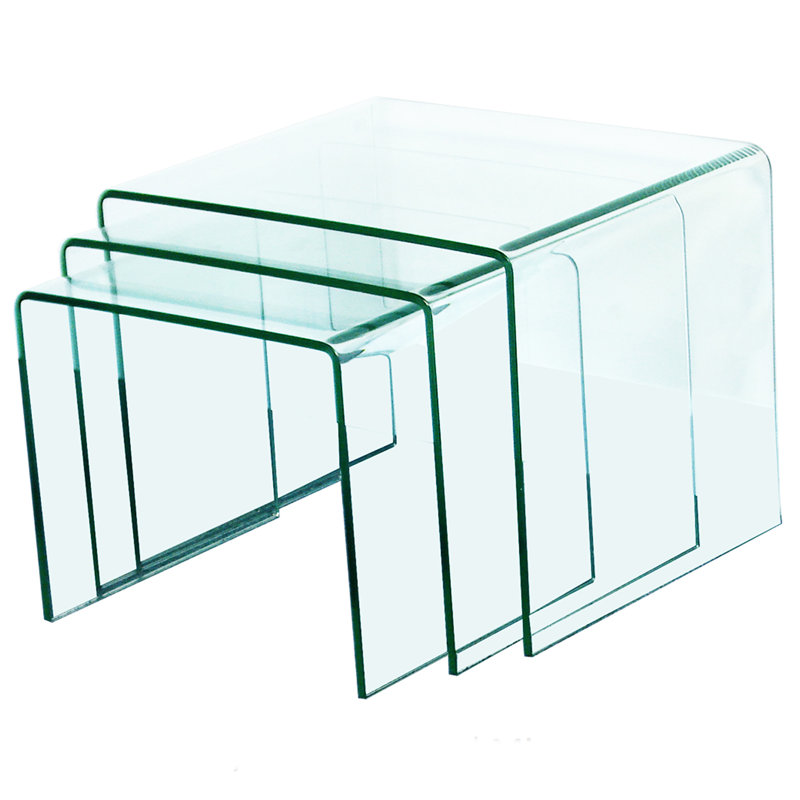 Friedell Glass Top Nesting Tables, 16''H x21''W x17''D