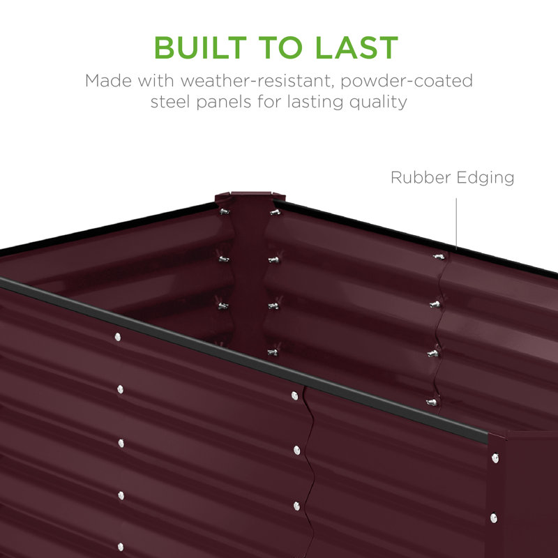  4X2x2ft Outdoor Metal Raised Garden Bed For Vegetables Flowers Herbs - Burgundy, Reddish Brown, 24" H x 48" W x 24" D
