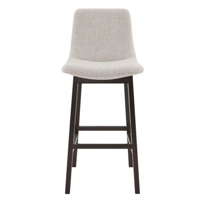 Upholstered Bar Stool with Solid Wood Legs