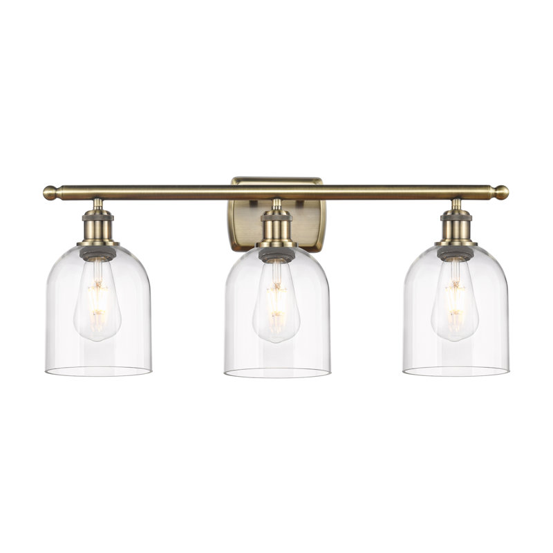 Anacaren 3 - Light Dimmable Vanity Light, Clear, Antique Brass