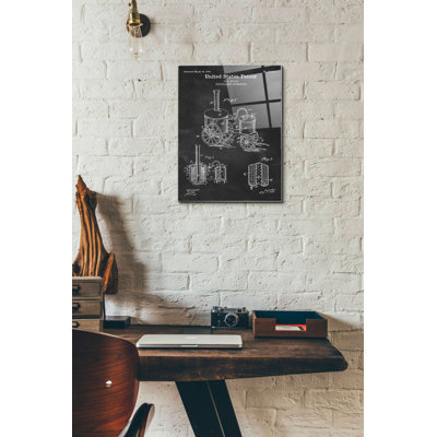 'Distillery Apparatus Blueprint Patent Chalkboard' Acrylic Glass Wall Art