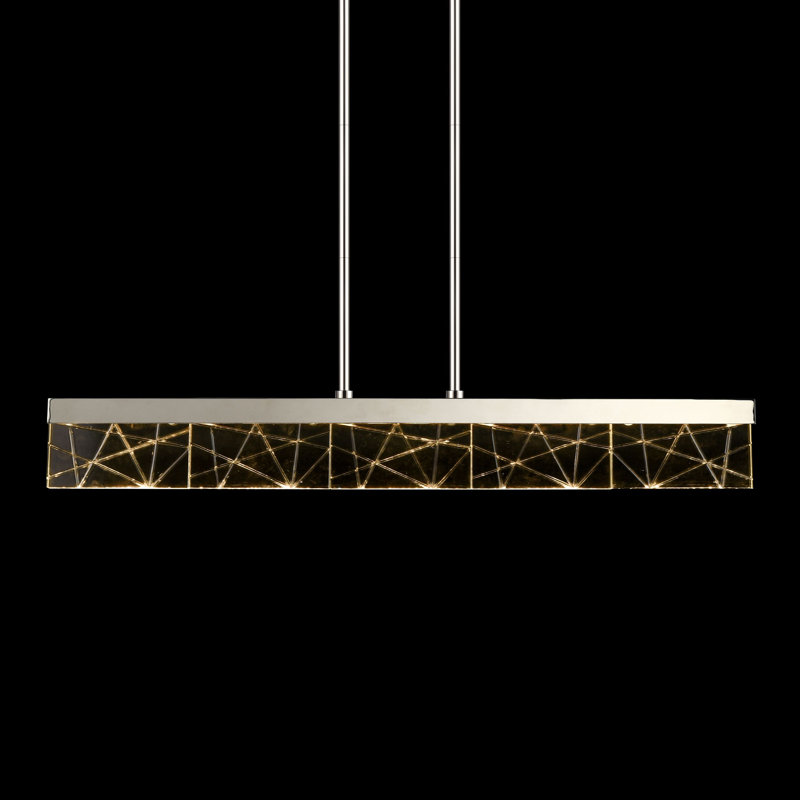 Luminaire suspendu linéaire à DEL avec cristaux gravés épais 43 po 3CCT, Nickel poli