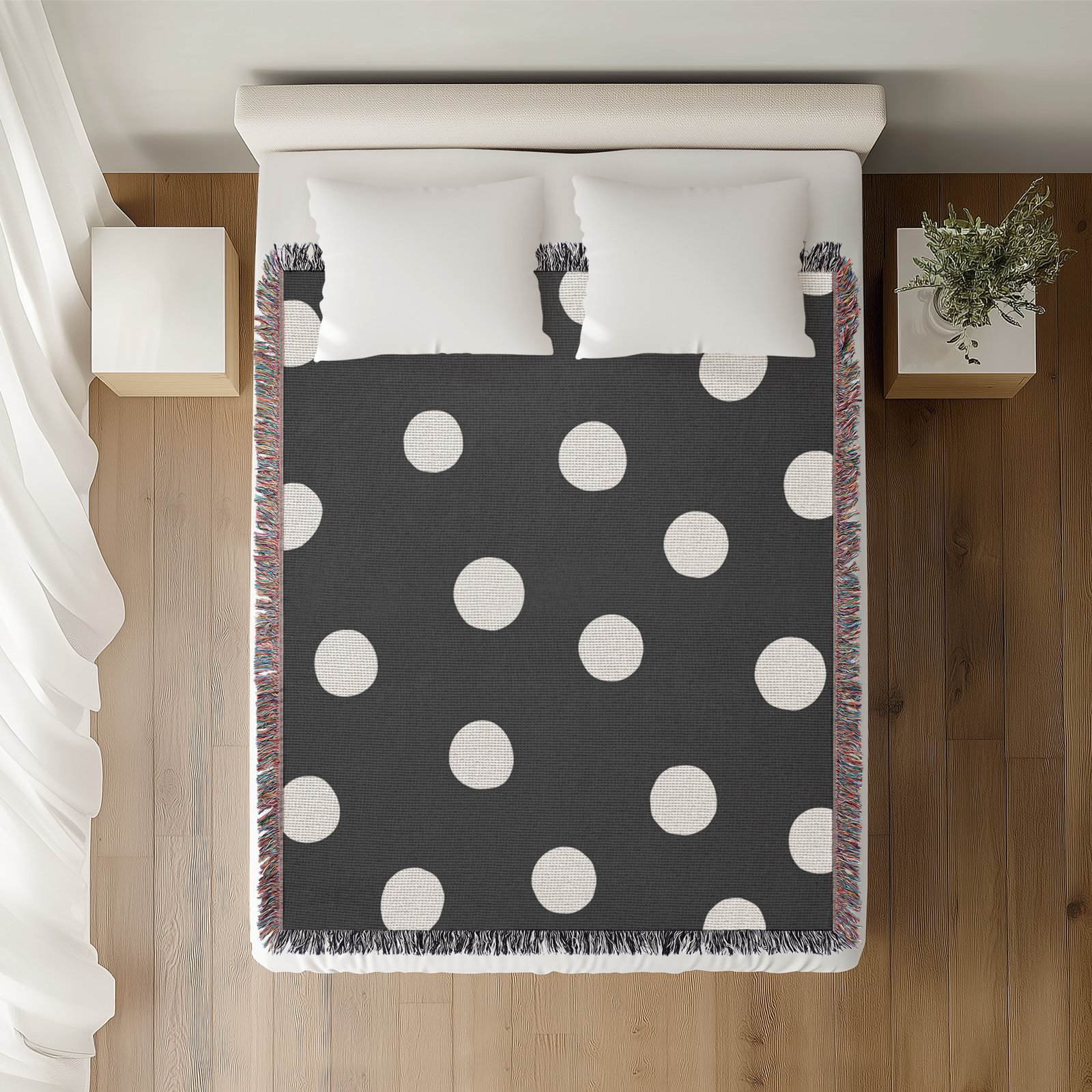 Leonore Cotton Hand Woven Throw Blanket, 60" x 80"- Queen, Gray