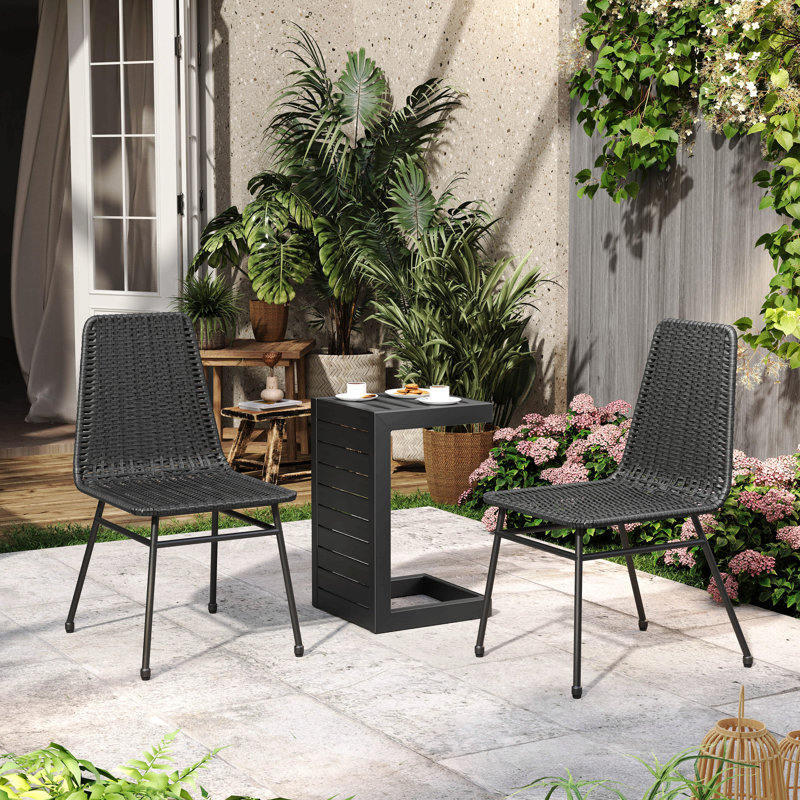 Ensemble de salle à manger de patio, 1 table et 2 chaises, Gris