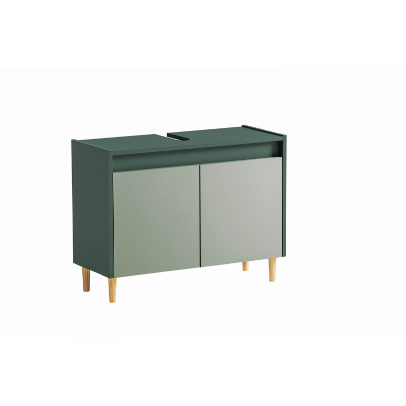 Bowery Freestanding Bathroom Storage Cabinet, Forest Green/Pistachio