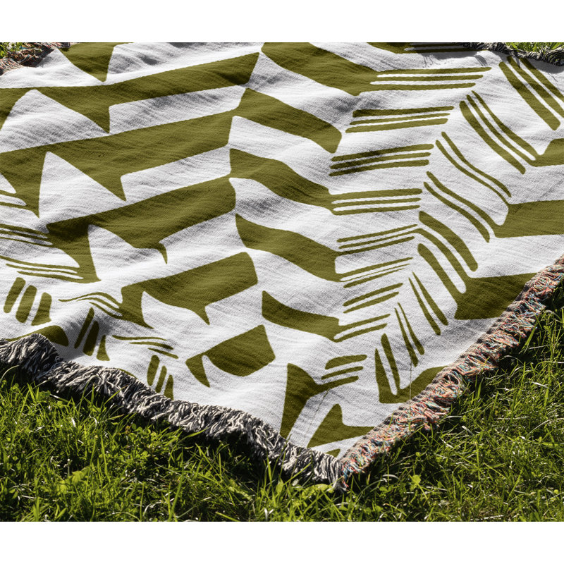 Jeté en coton Kafi, Chartreuse, 60 po x 80 po