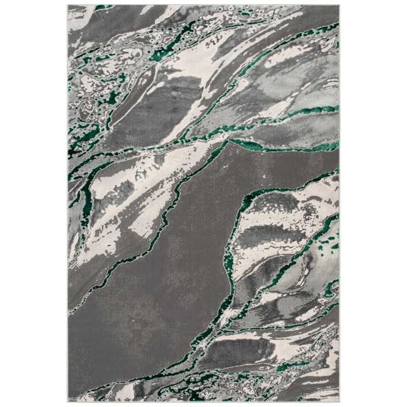 Area Rug, Green, Rectangle 60 x 110 cm