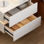 Smart Floating White Bedside Table With Led Lights & Wireless Charging, Wall-mounted 2-drawer