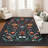 Floral Machine Washable Rug Non-Slip Farmhouse Floor Cover, Stain-Resistant Low Pile Indoor Carpet Mat for Living Room-1937429472