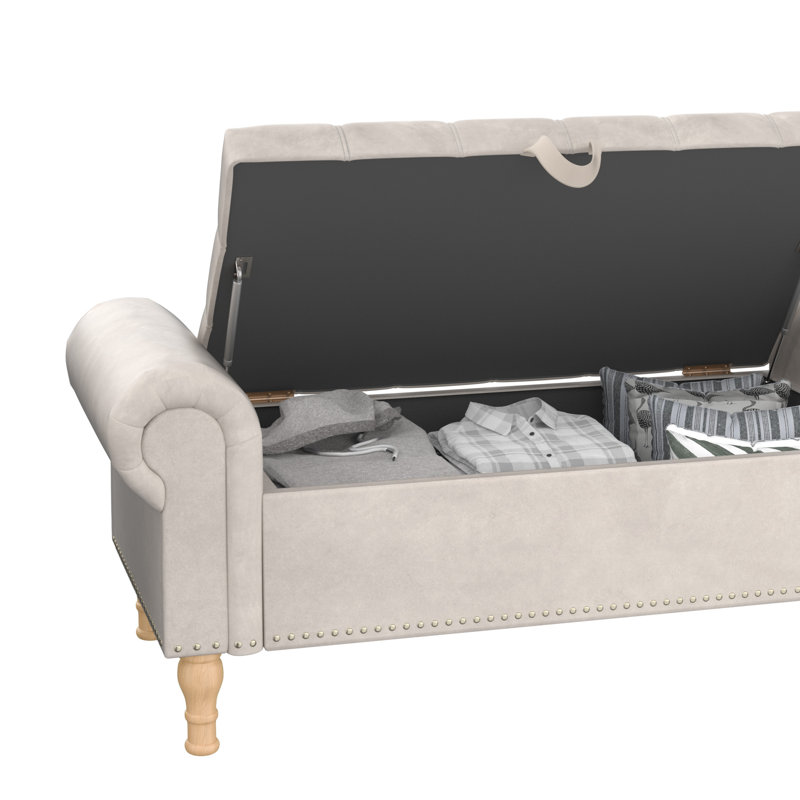 60" & 67" W Faux Leather Storage Bench with Button-Tufted Seat and Roll Arms – Perfect for Bedrooms & Versatile Home Spaces
