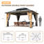 Gazebo spacieux en bois de 3,65 m x 4,25 m avec système de drainage optimal, toit double en polycarbonate avec rideaux d'intimité et crochets en J pour patio, jardin et terrasse.