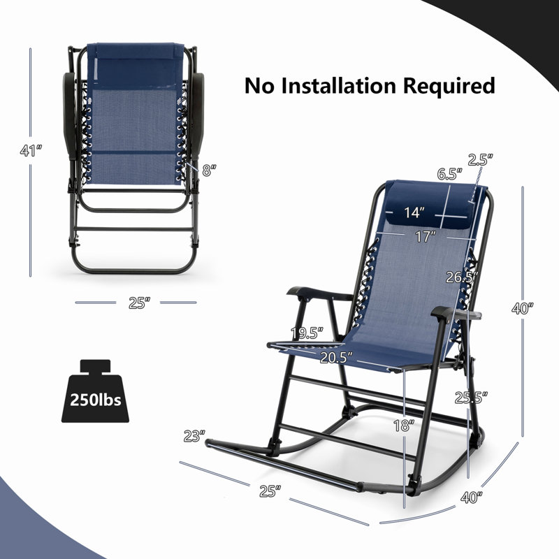 Chaise berçante d'extérieur en métal Myiesha, Noir
