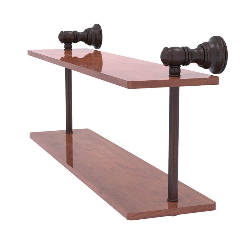 Tablette en bois massif 2 pièces avec barre à serviettes Freyja, H 5,6 po x l 16 po x P 9,2 po, Bronze vénitien