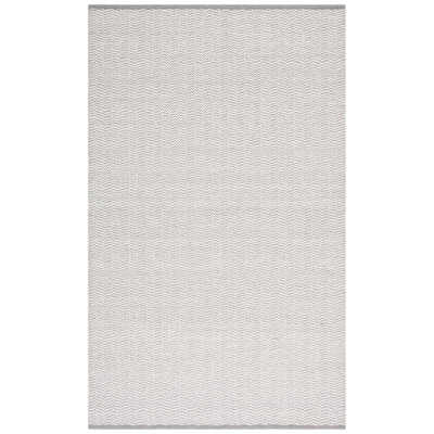 Vermont Hand Woven Cotton/Wool Geometric Rug in Ivory/Gray