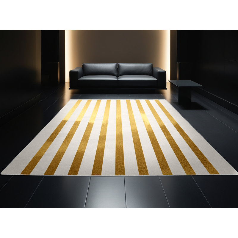 Tapis abstrait moderne et contemporain Hartsdale lavable à la machine en gris - reliure blanche, 7 x 9