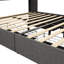 Structure de lit pour grand lit gris foncé, rangement à DEL et grand lit, tête de lit à oreilles confortable, 4 tiroirs de rangement à DEL,