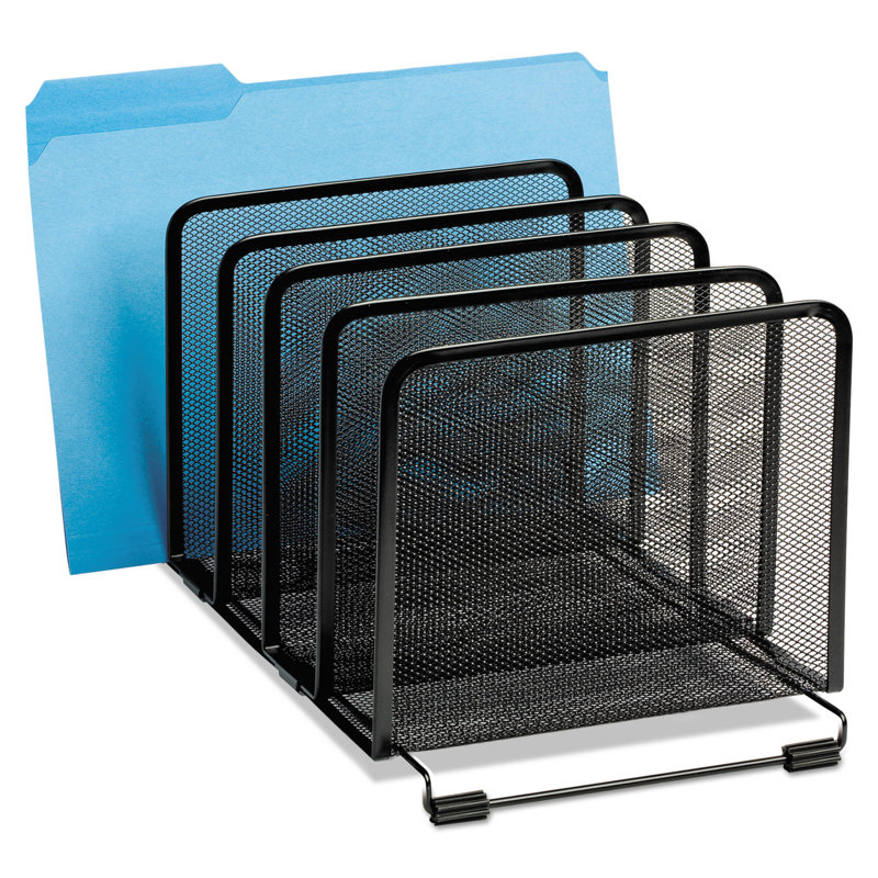 Black Metal Mesh 6-Compartment Vertical File Sorter