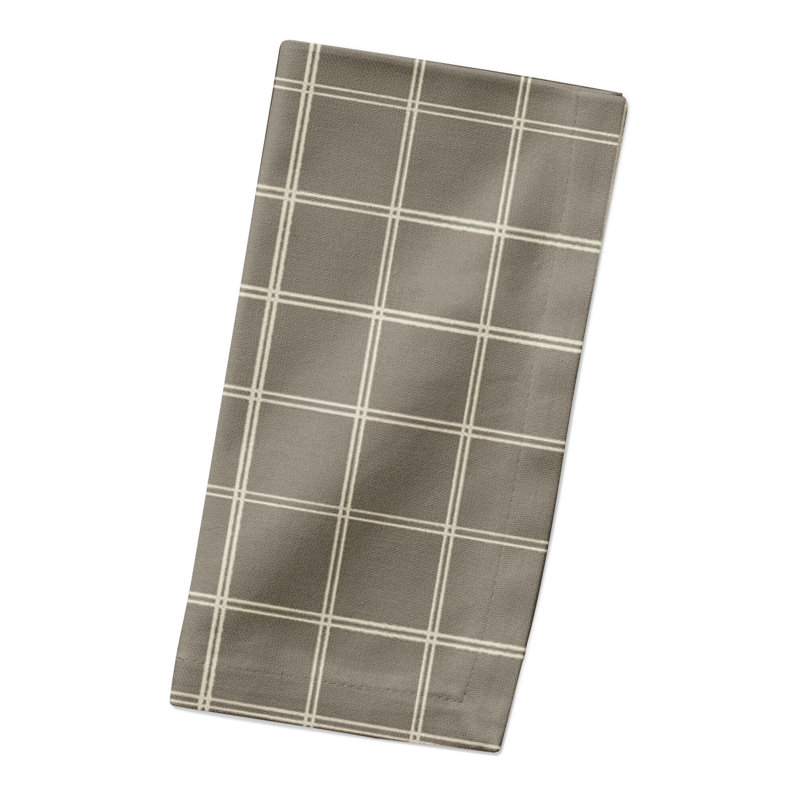 Divia Cotton Twill Checkered Square Napkin, Dark Gray