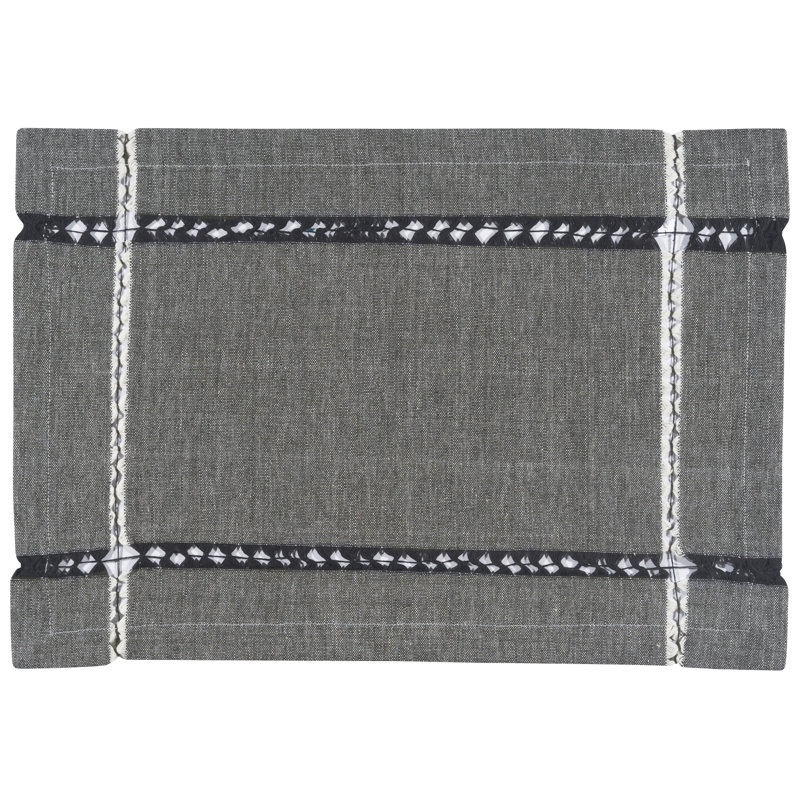 Zybert Cotton Rectangle Placemat, Black