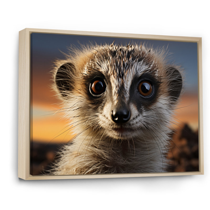 Brown Peach Meercat Portrait - Animals Canvas Wall Art, H 12 po x l 20 po, Cadre naturel flottant