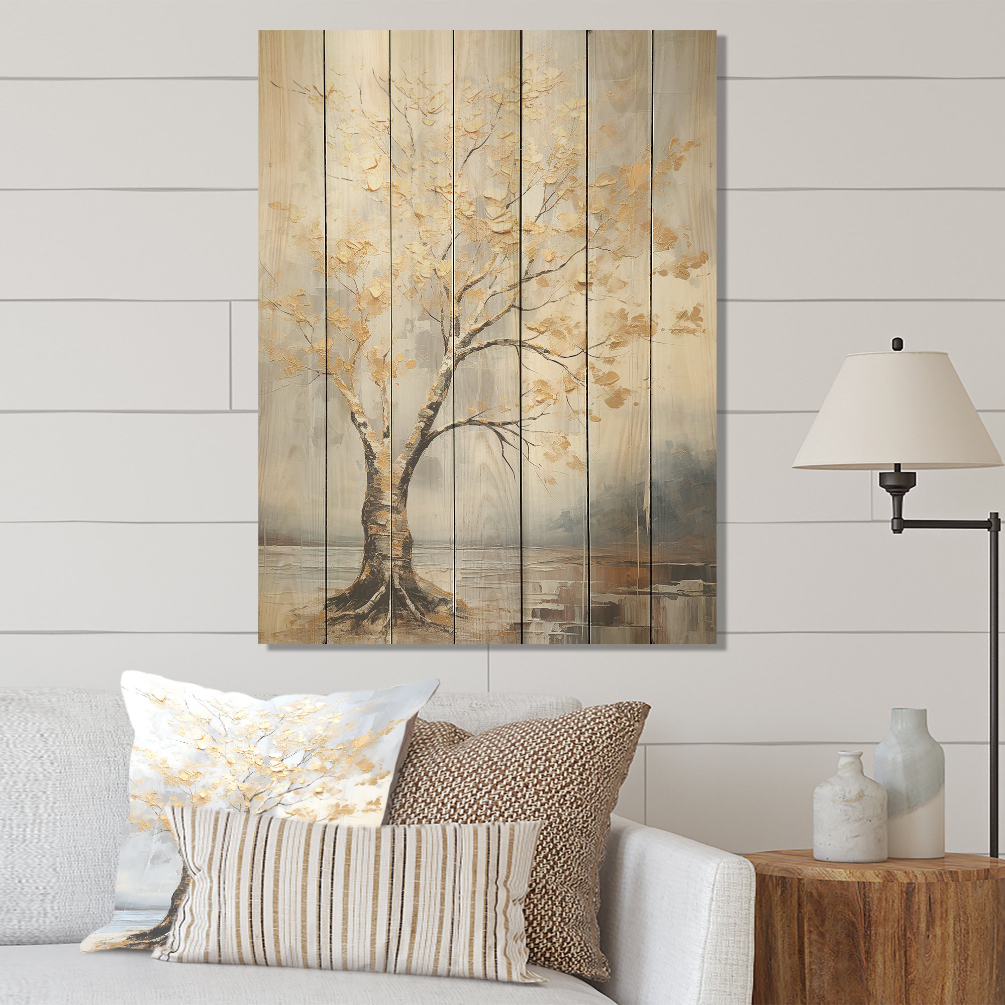 Winston Porter Gold And Silver Maple Tree On Lake Tree Maple On Wood
