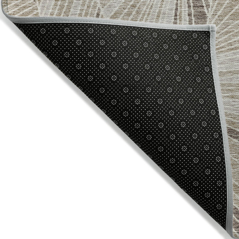 Tapis intérieur / extérieur beige et géométrique lavable 5 pi x 8 pi brun et ivoire
