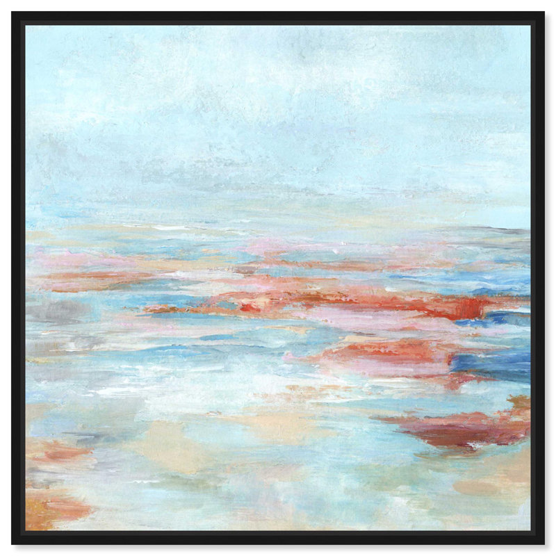 «Water Waves Coastal Gold», reproduction d'art sur toile par Art Remedy, H 40 po x l 40 po, Structure noire