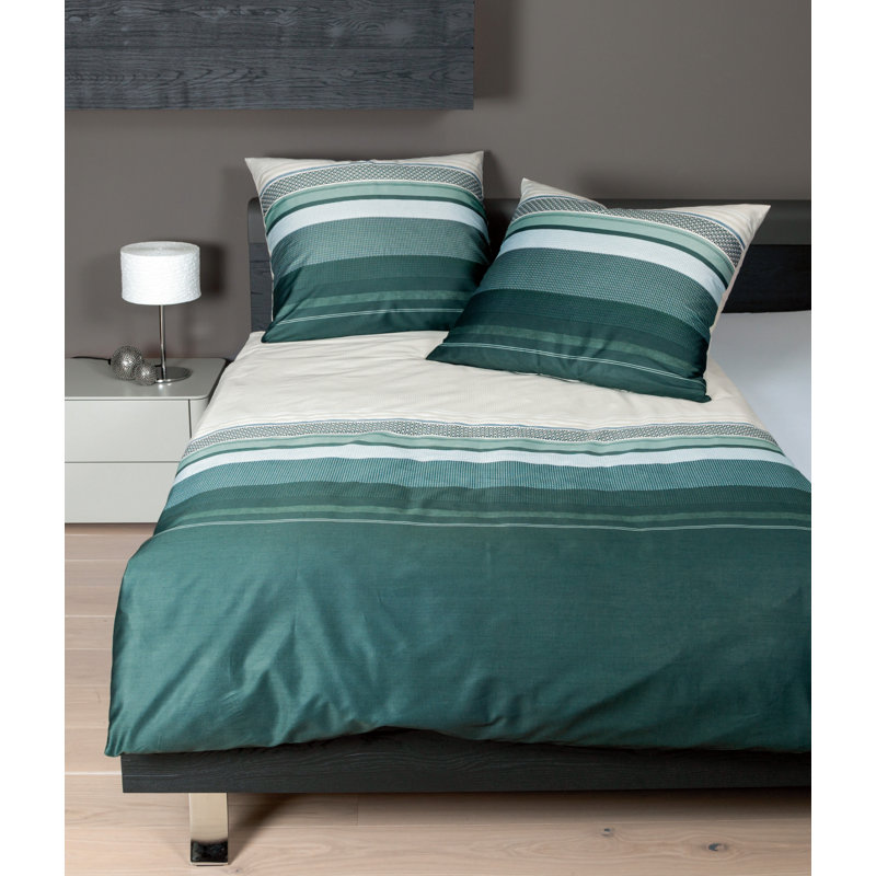 Striped Duvet Cover Set with Pillowcases, Anthracite/White, Single - 1 Pillowcase (80 x 80 cm)